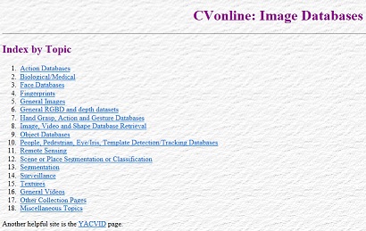 CVonline: Image Databases